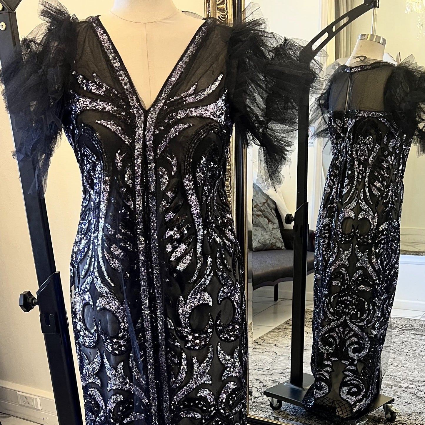 Black with Purple Sequin Dress