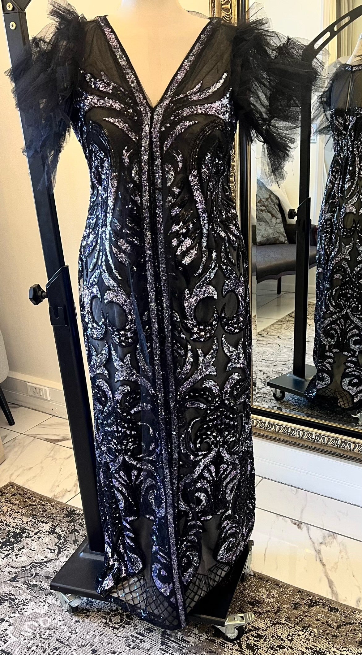 Black with Purple Sequin Dress