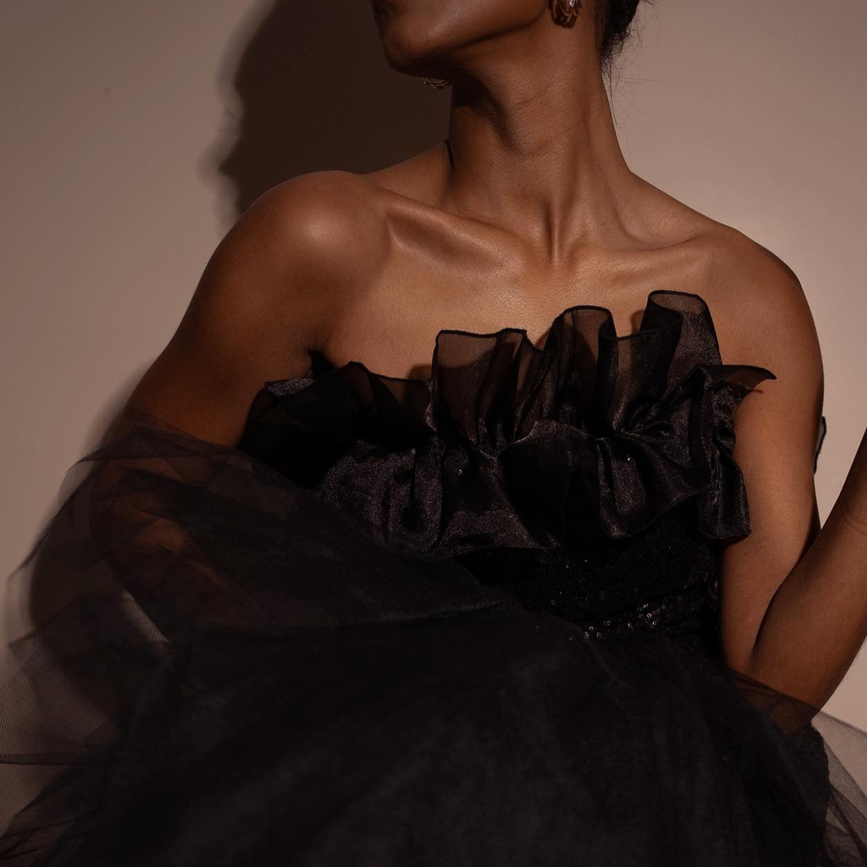 Black Sequin and Tulle Dress
