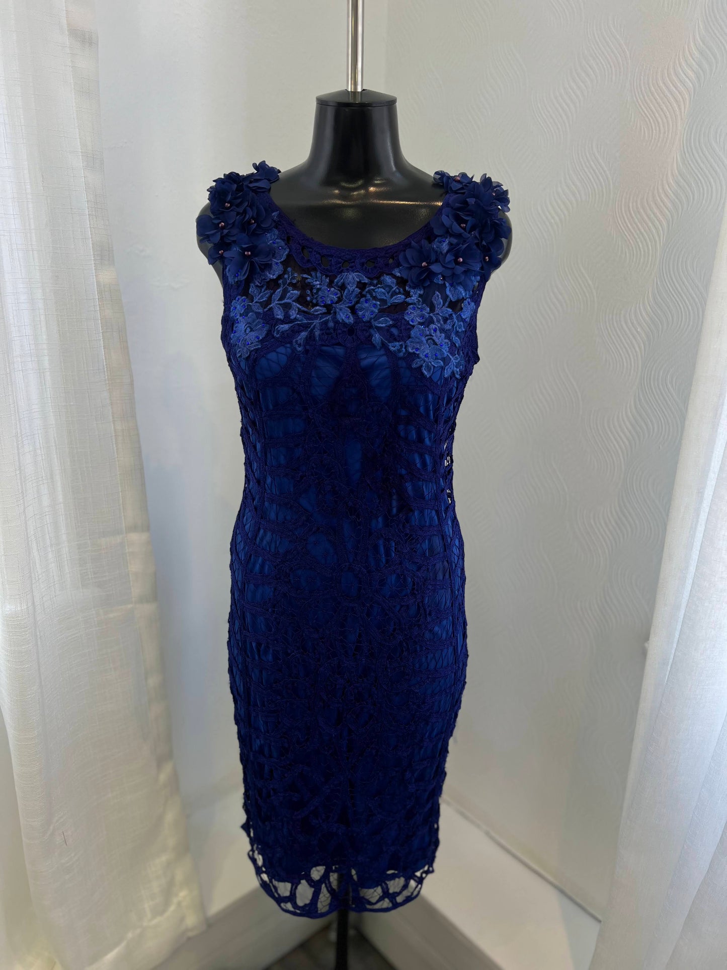Royal Blue Full Lace Mini Dress
