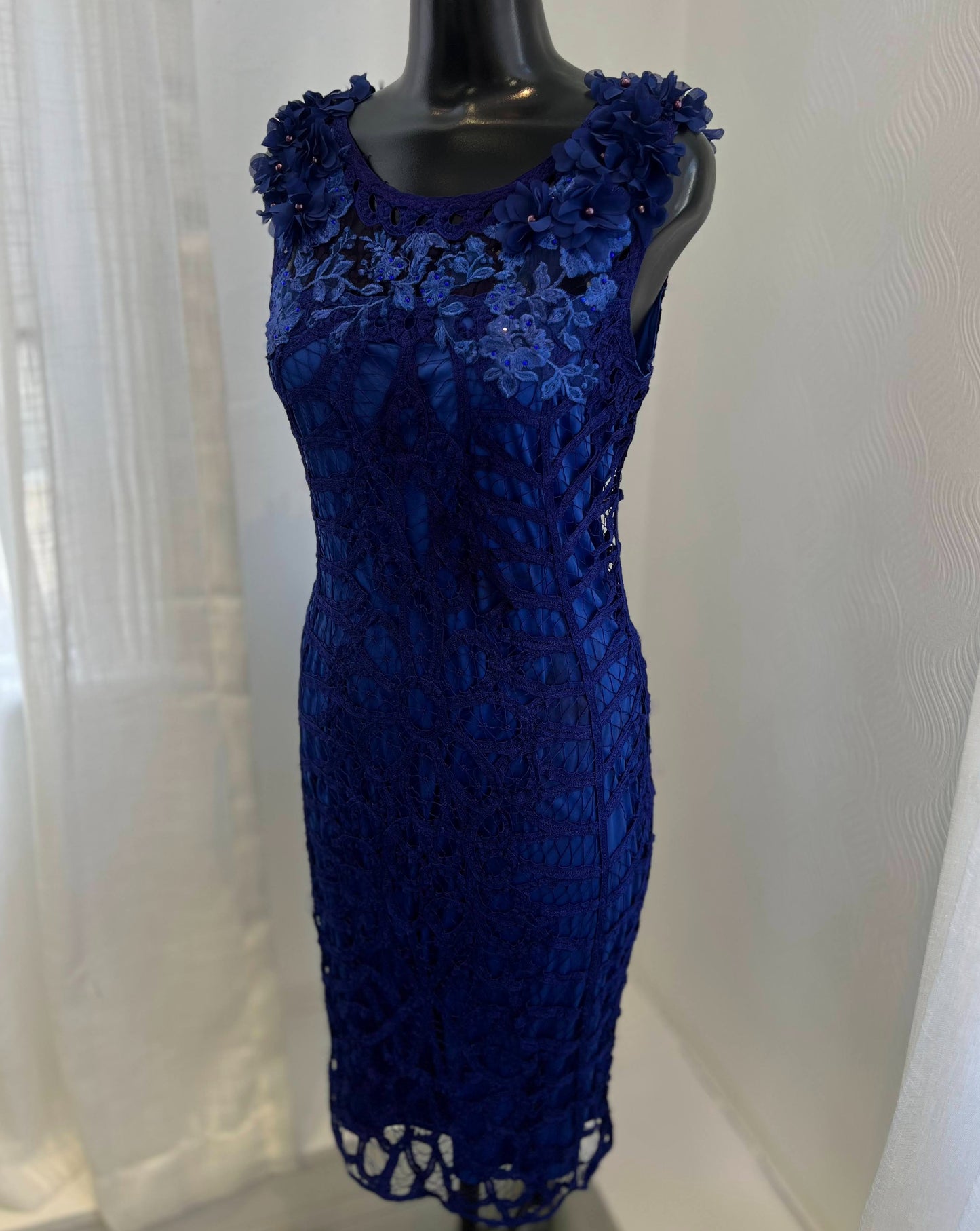 Royal Blue Full Lace Mini Dress