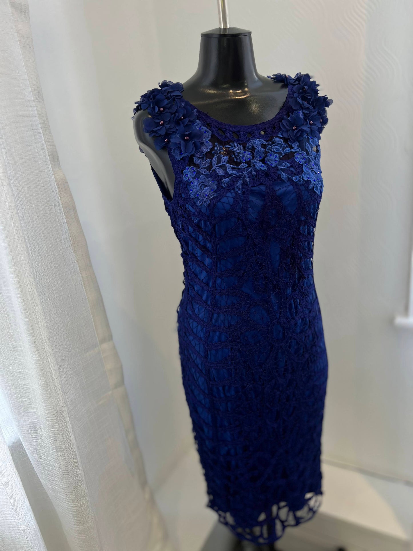Royal Blue Full Lace Mini Dress
