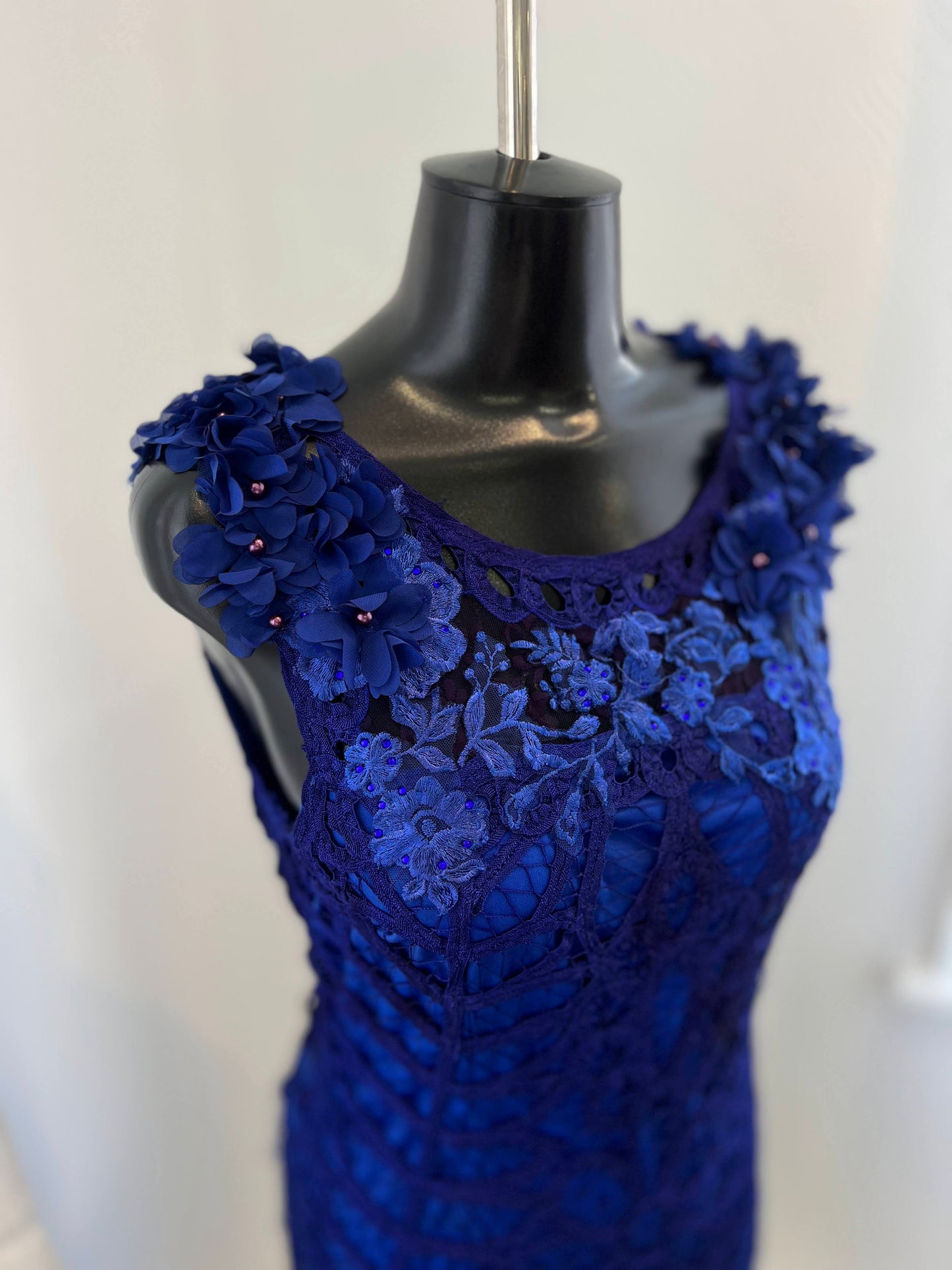 Royal Blue Full Lace Mini Dress