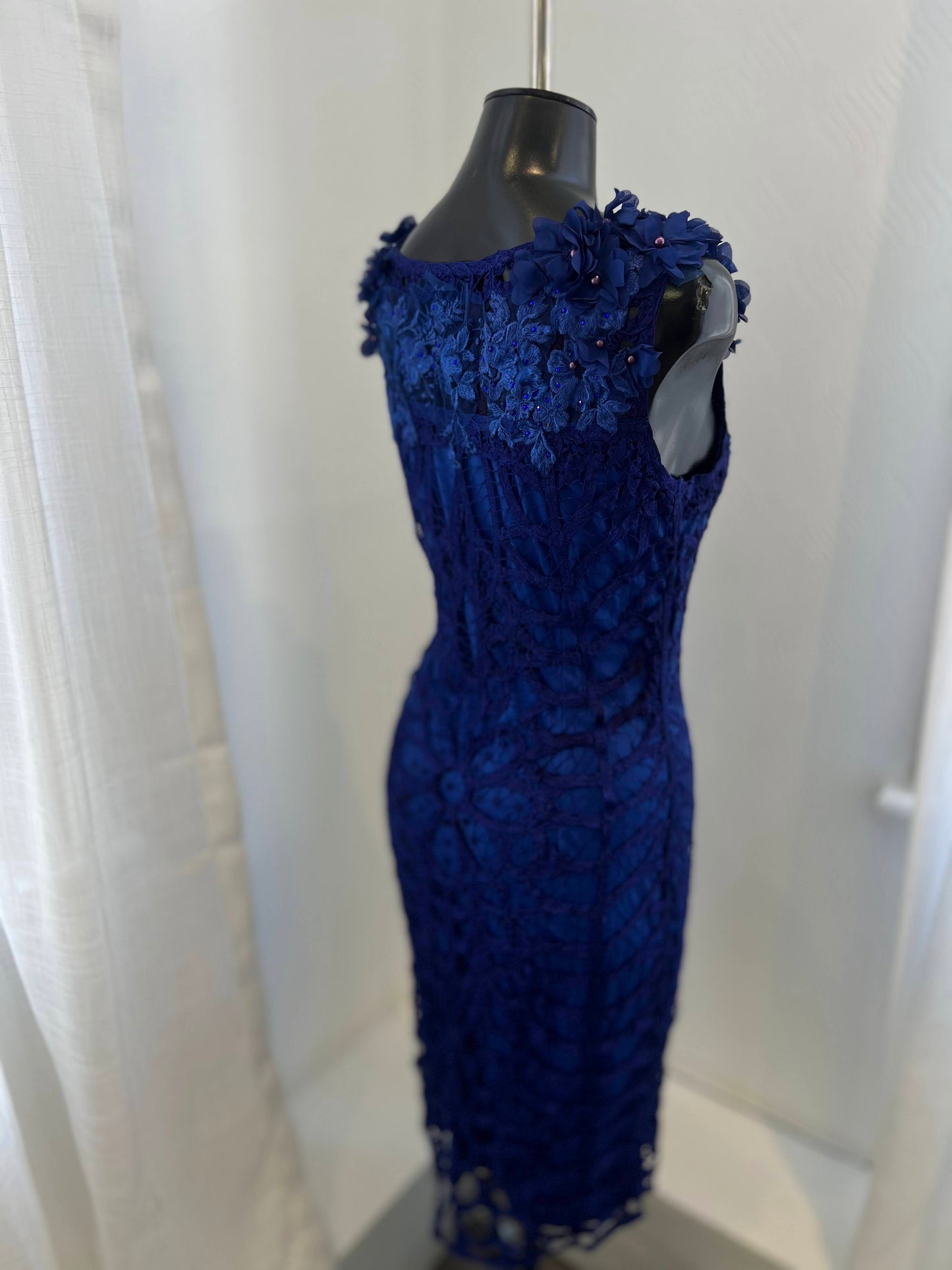 Royal Blue Full Lace Mini Dress