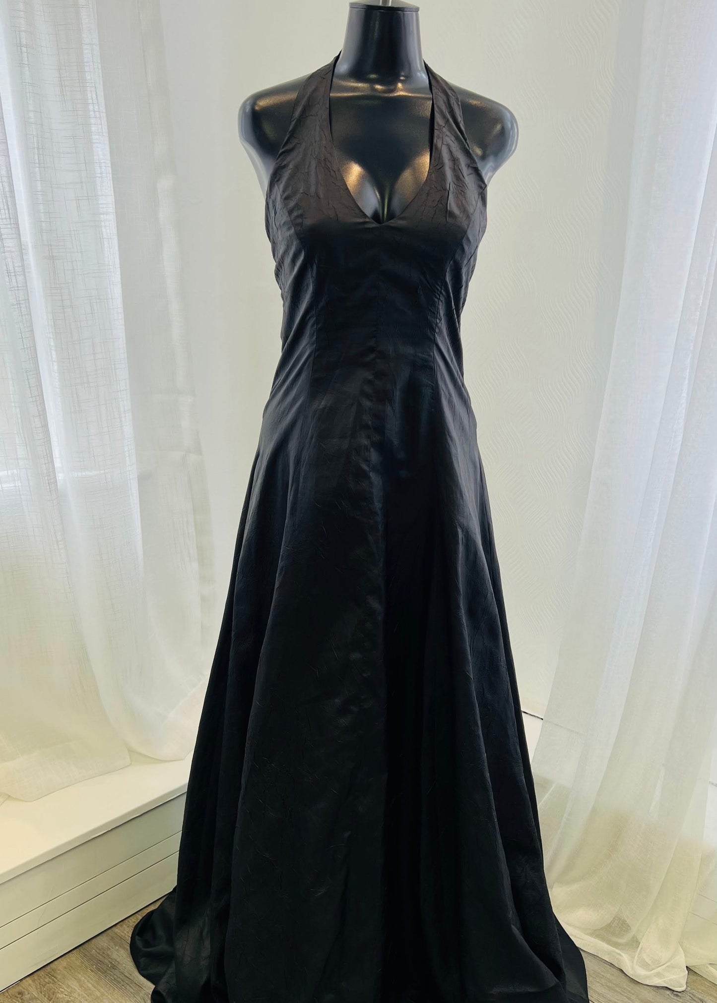 Black Crush Satin Halter Neck Dress