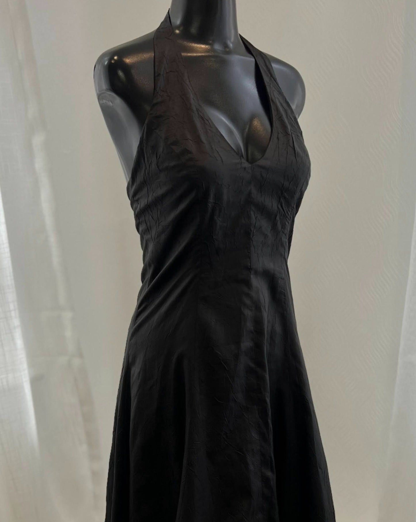 Black Crush Satin Halter Neck Dress