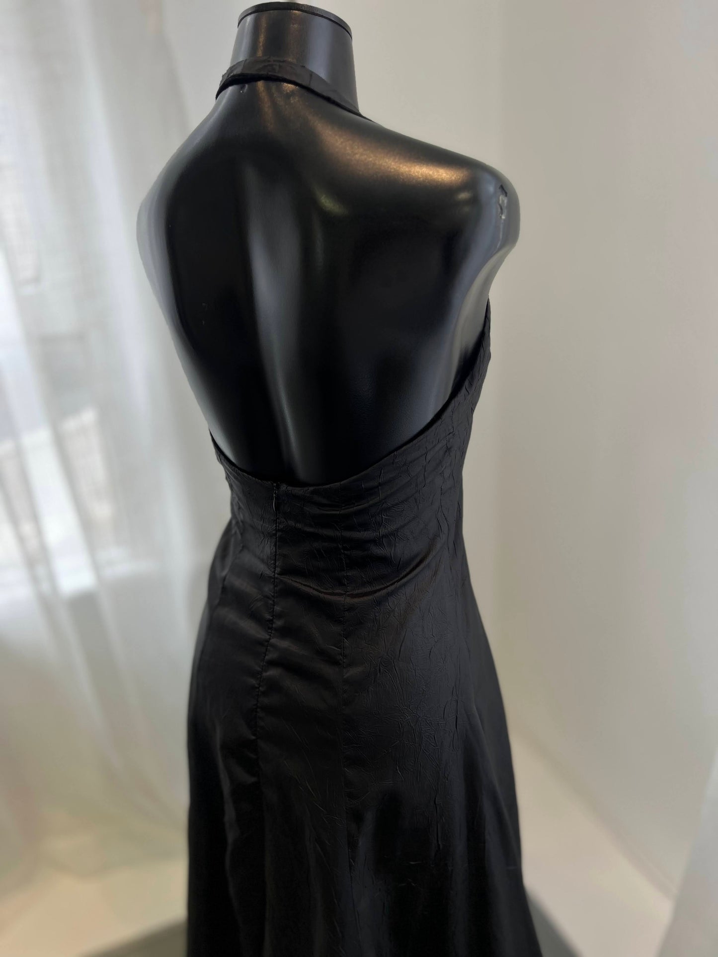 Black Crush Satin Halter Neck Dress