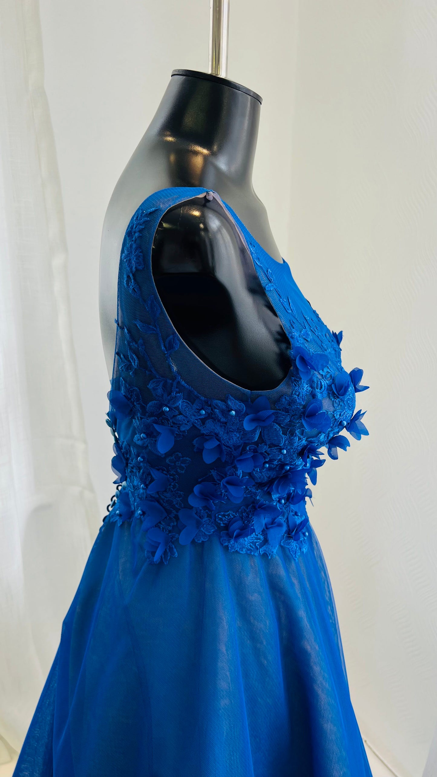 Royal Blue Dress with 3D Flower Lace
