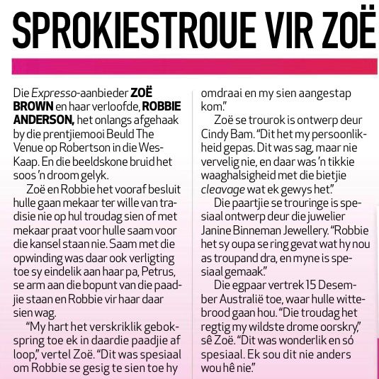 SPROKIESTROUE VIR ZOË: Huisgenoot