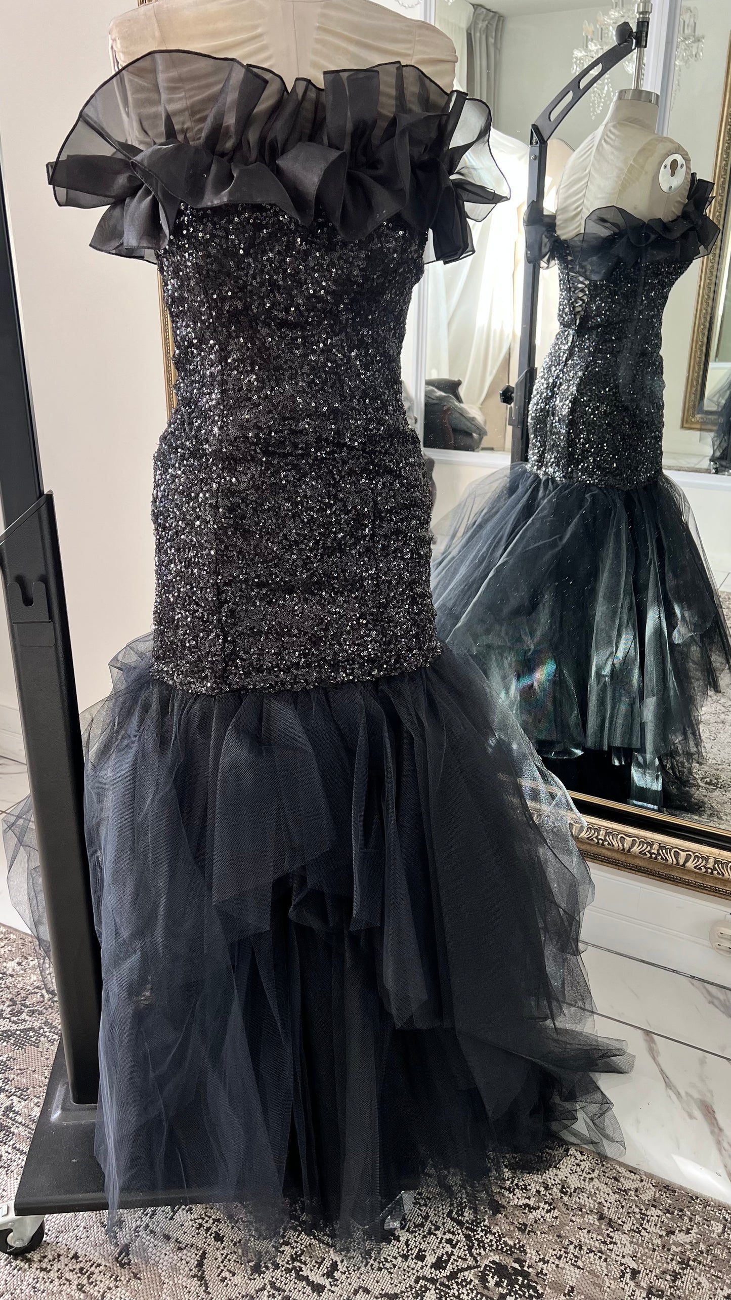 Black Sequin and Tulle Dress