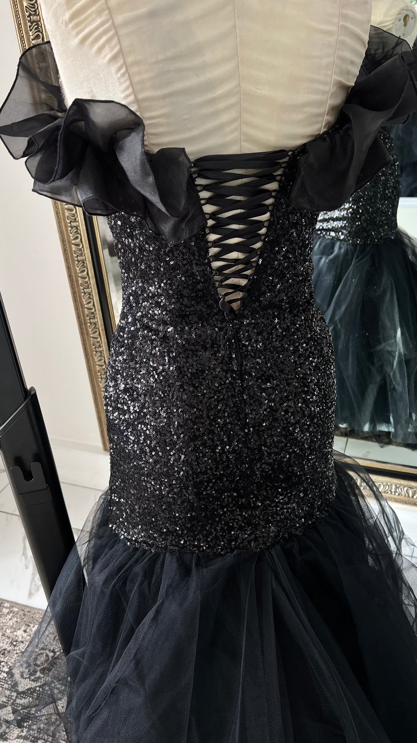 Black Sequin and Tulle Dress