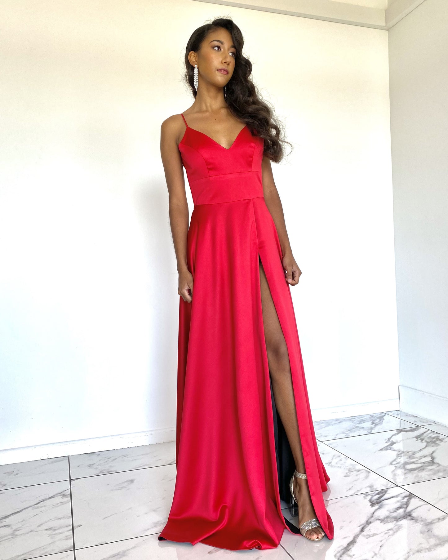 Red Satin Dress