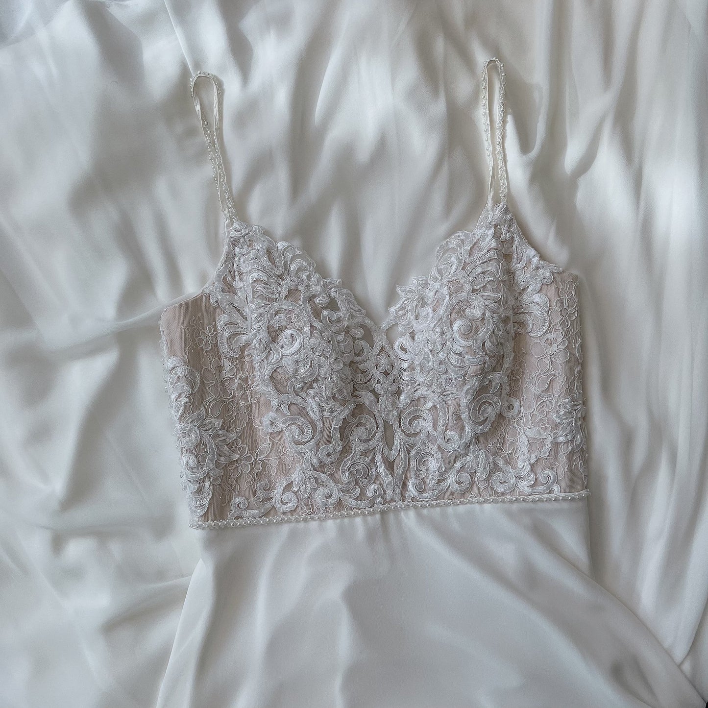 CODE 6015: Milk georgette with pearl beaded lace, Size 14