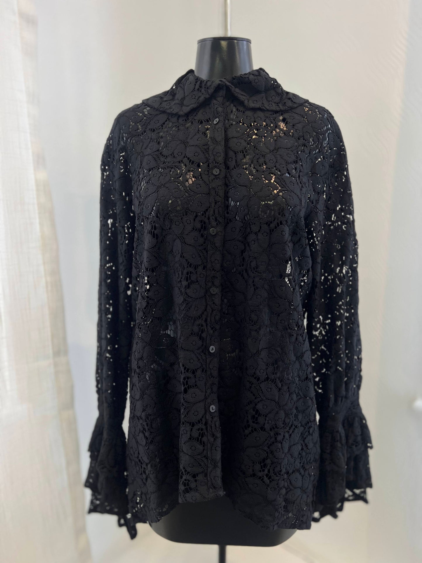 Black Lace Long Sleeve Shirt