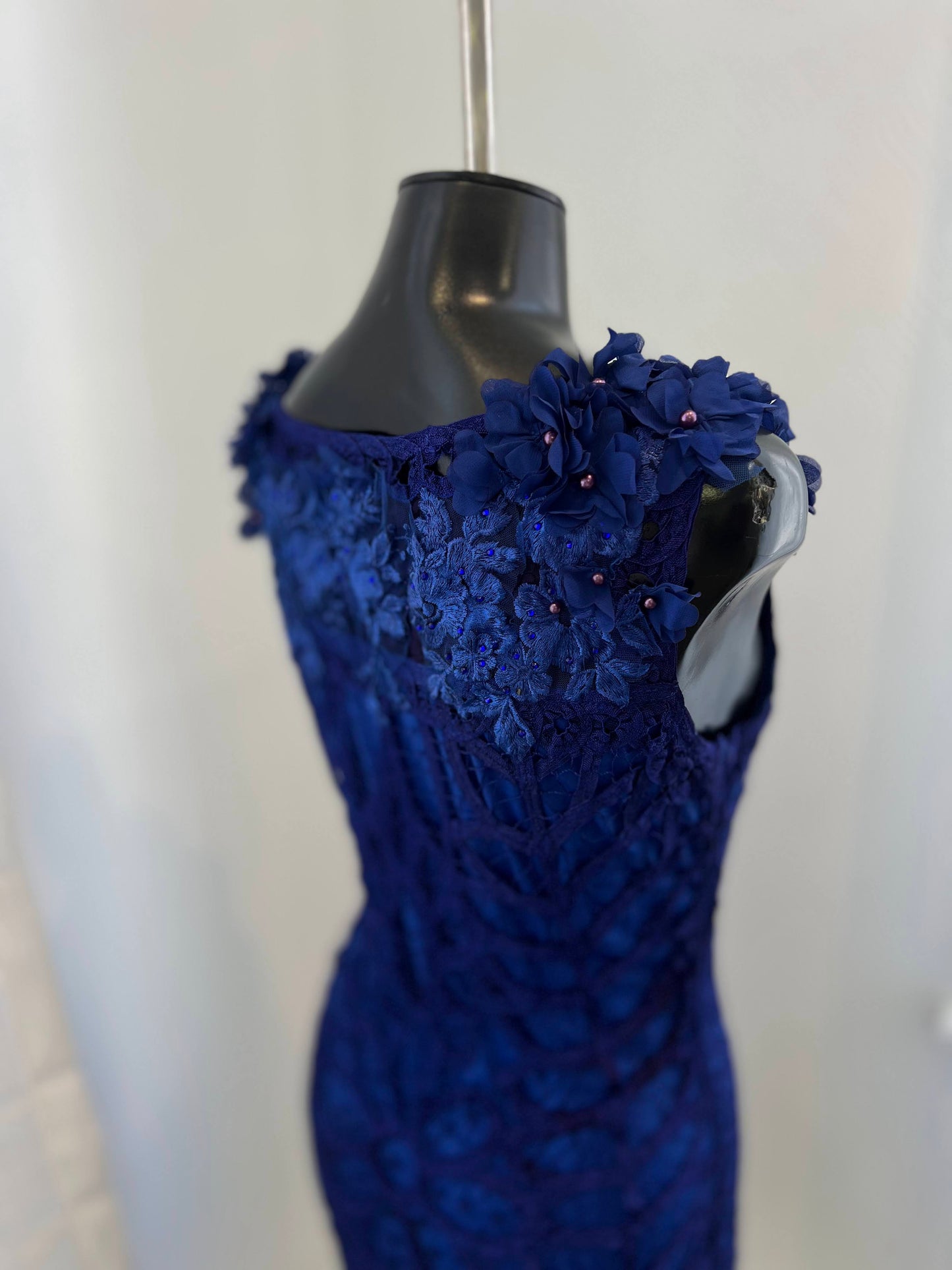 Royal Blue Full Lace Mini Dress