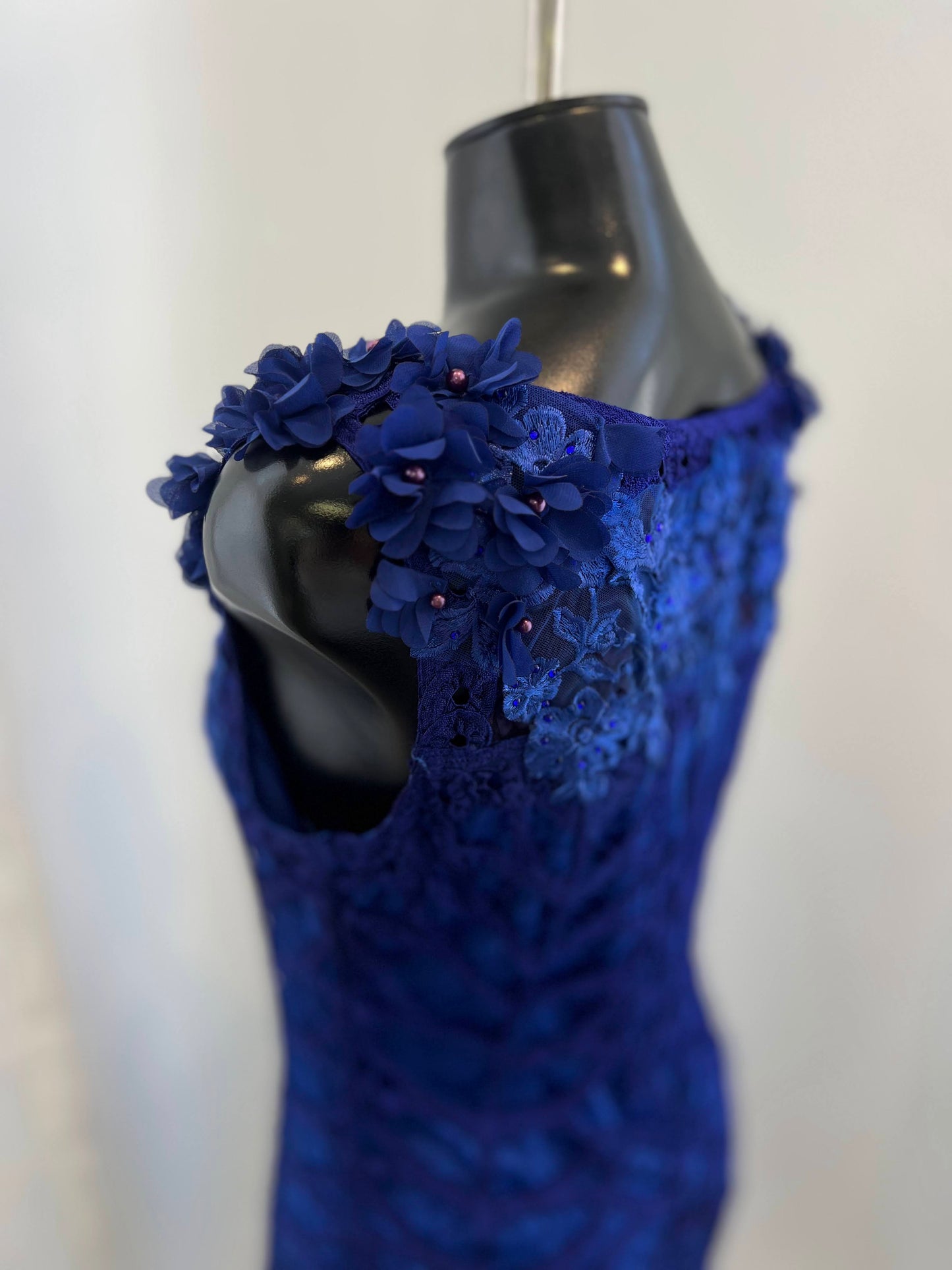 Royal Blue Full Lace Mini Dress