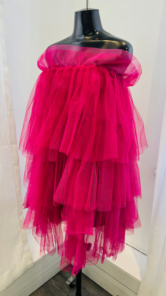 Hot Pink Tulle Mini Dress