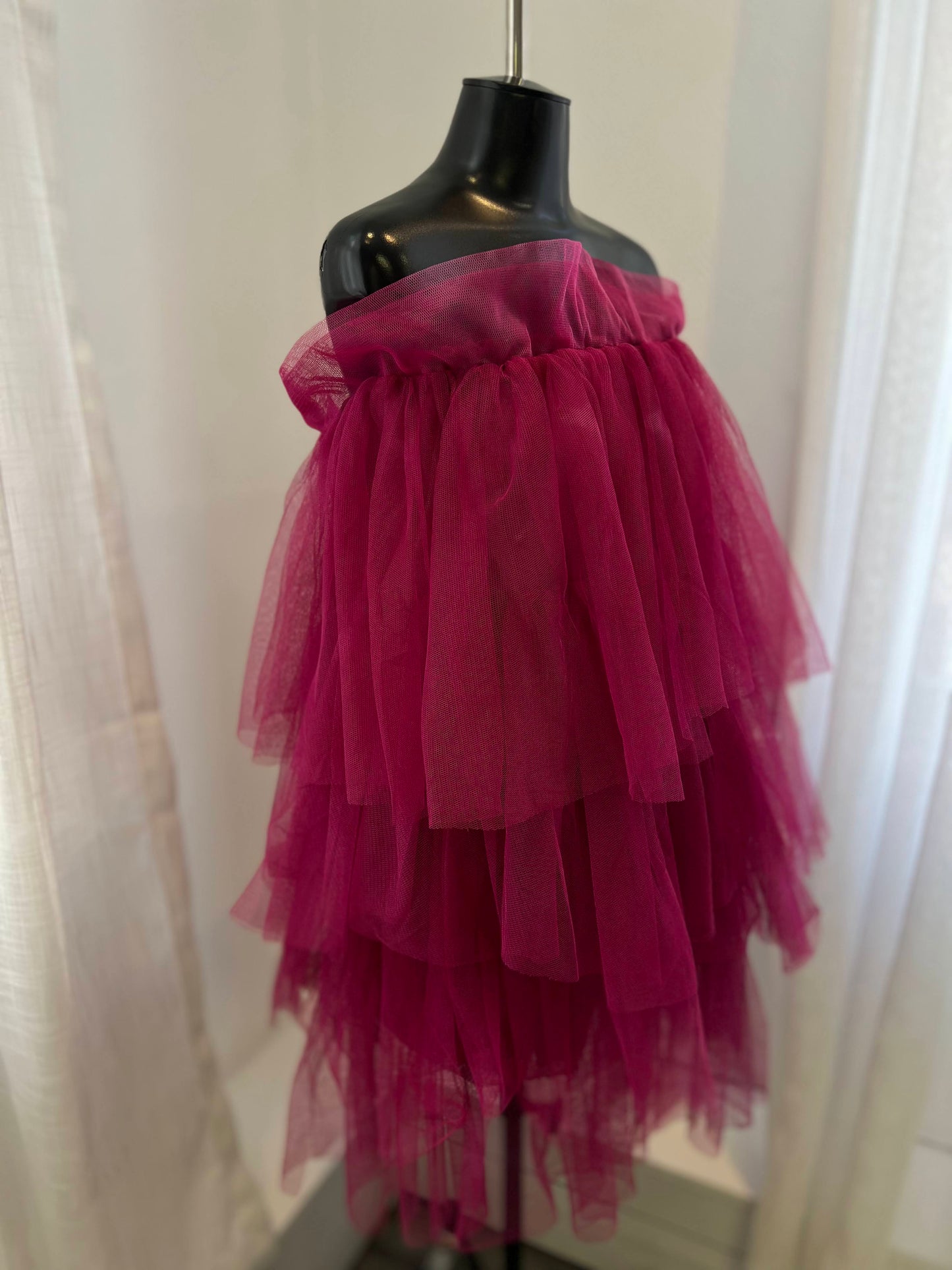 Hot Pink Tulle Mini Dress