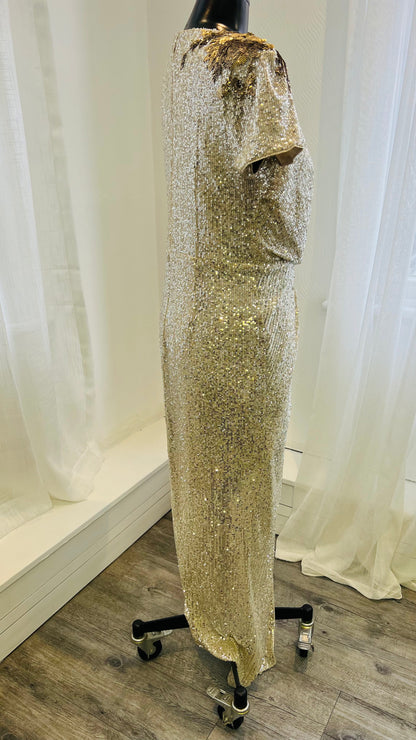 Gold Sequin Twist Dress