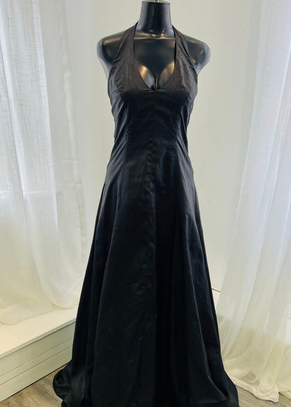 Black Crush Satin Halter Neck Dress