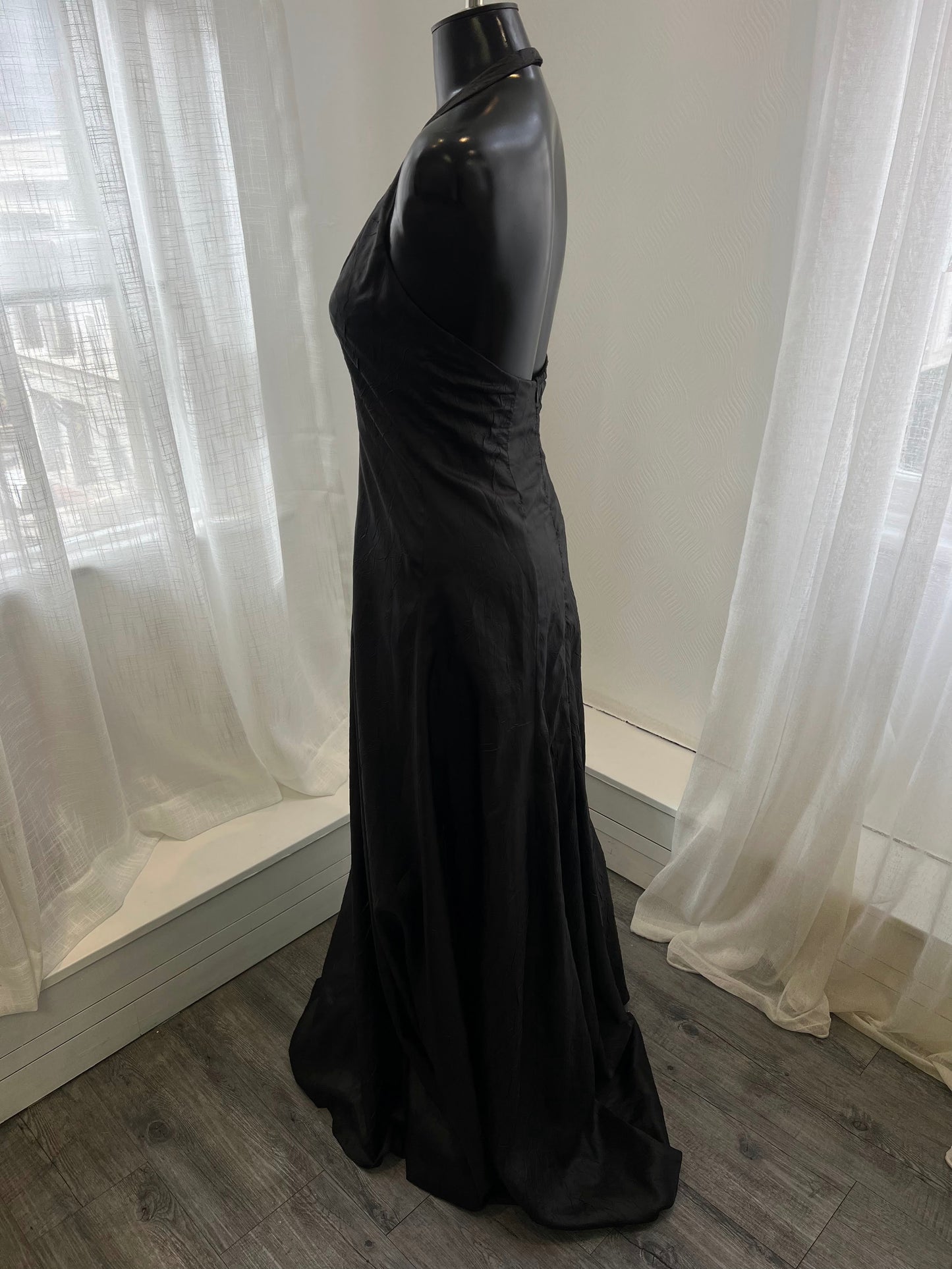 Black Crush Satin Halter Neck Dress
