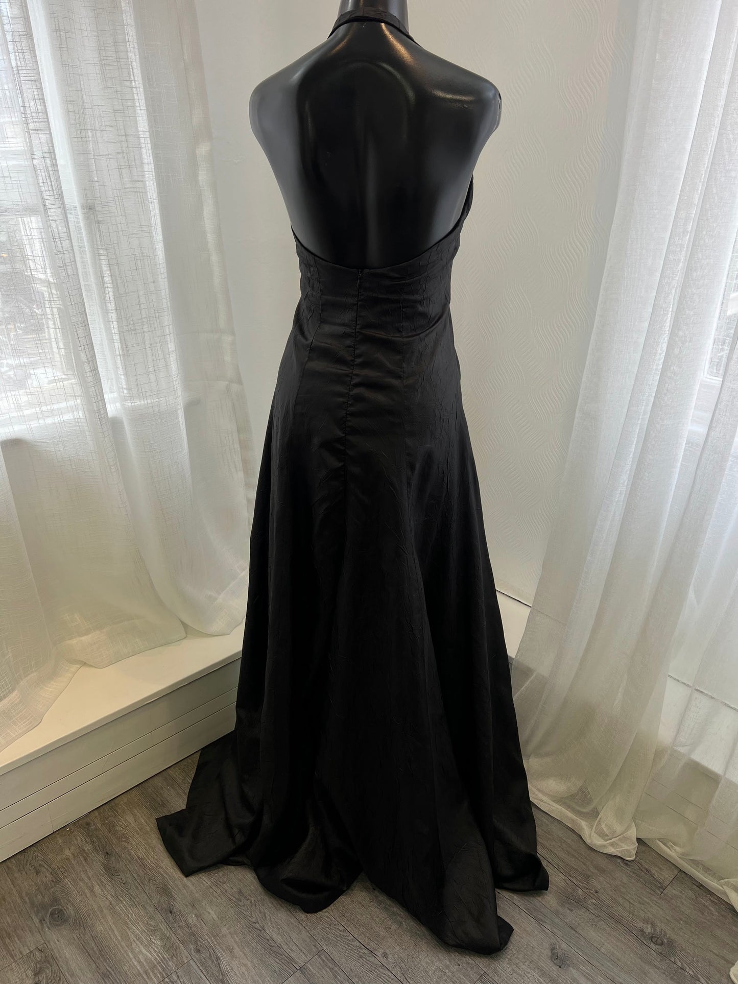 Black Crush Satin Halter Neck Dress