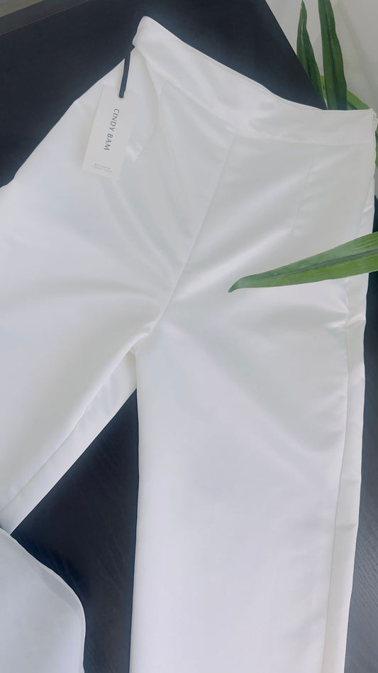 Code 2020: White Satin Pants, Size 6/8