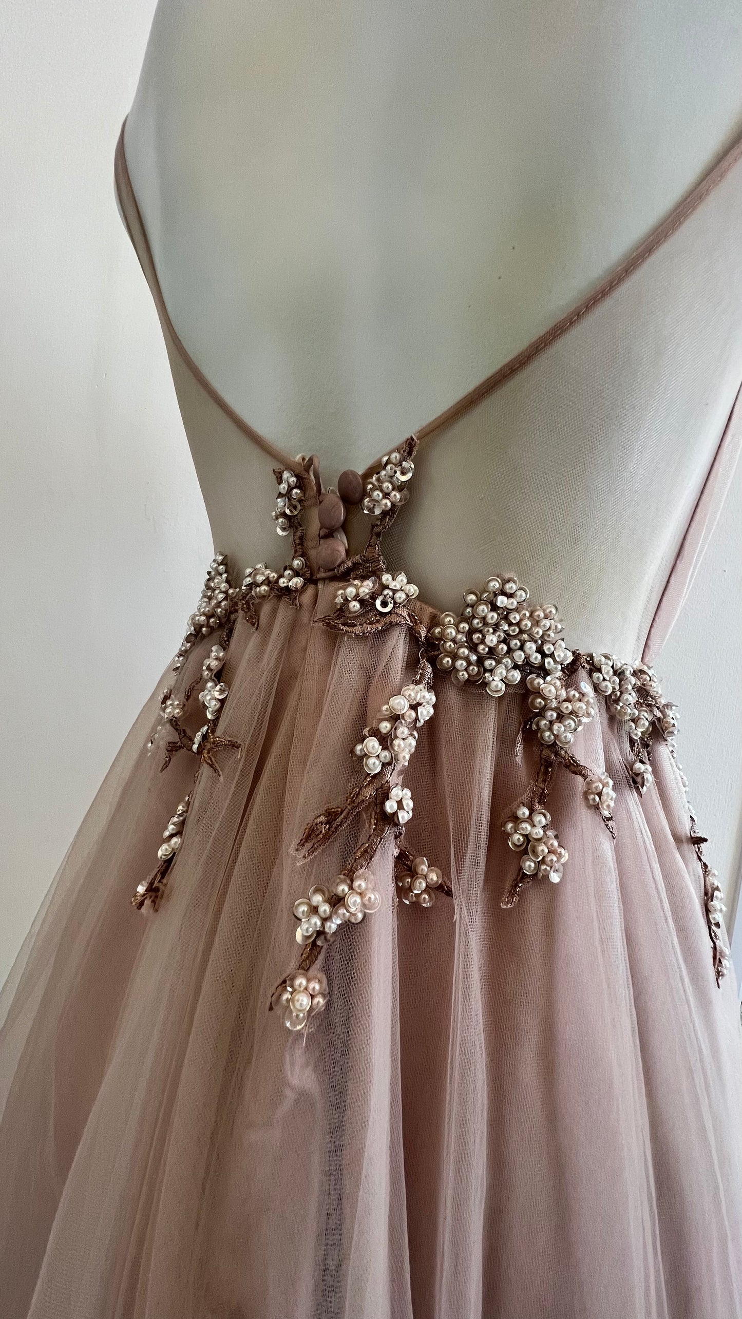 Blush Pink Tulle and Beaded Lace Dress