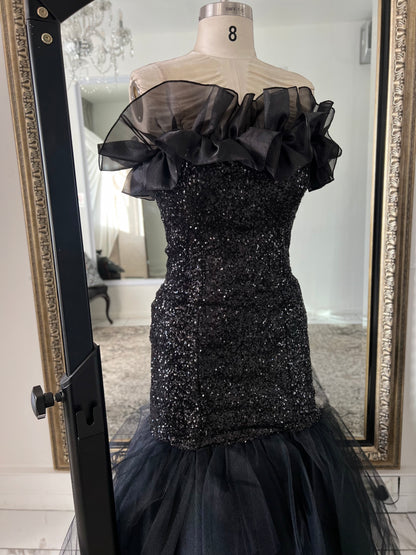 Black Sequin and Tulle Dress