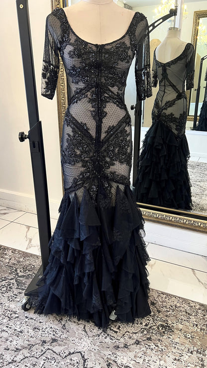 Black Lace Fitted Dress