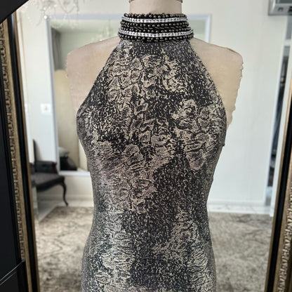 Metallic Gold Halter Neck Dress