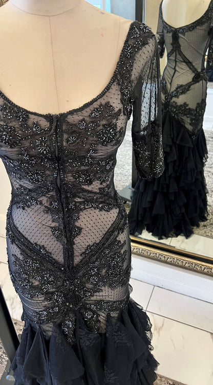 Black Lace Fitted Dress