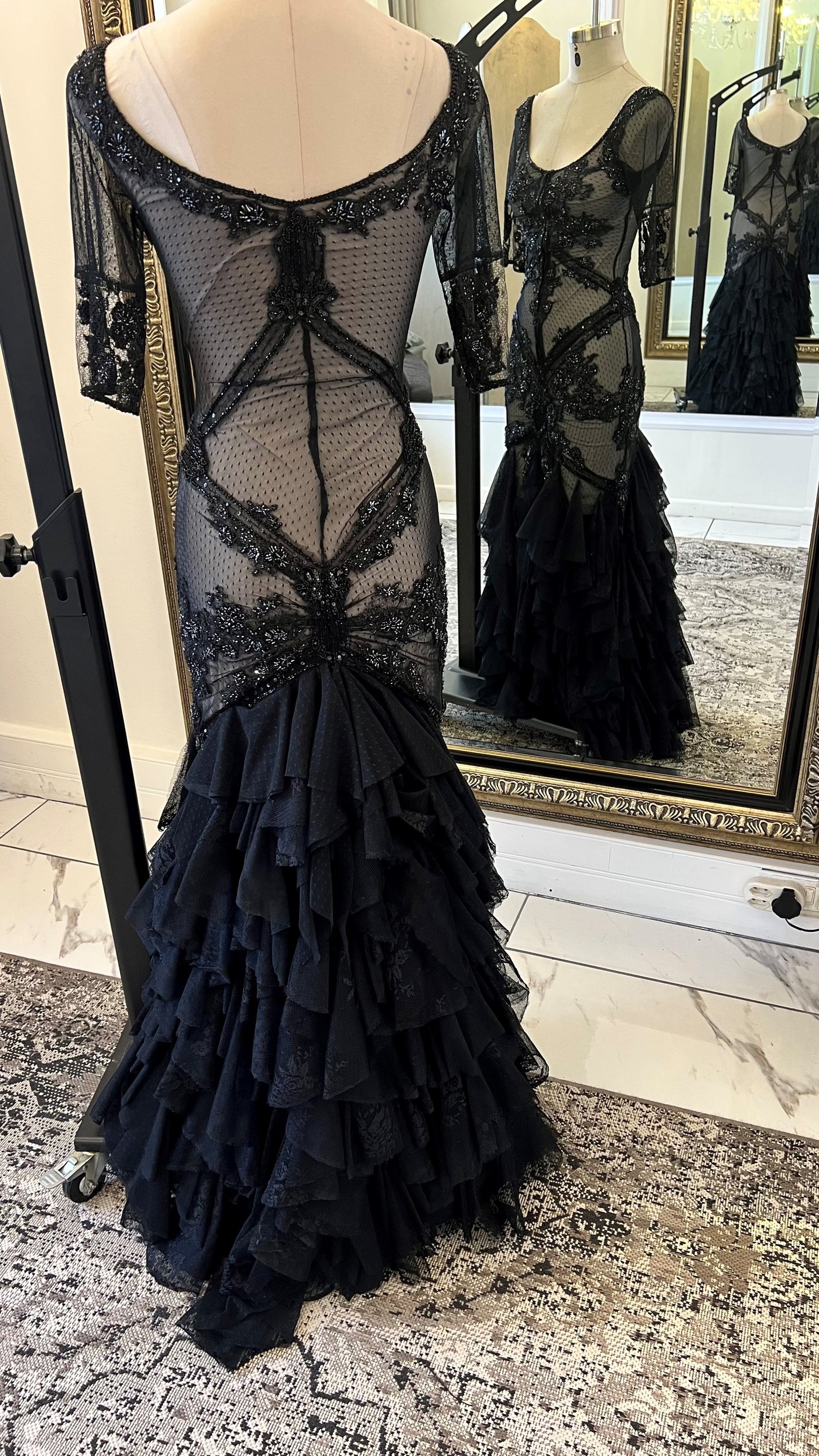 Black Lace Fitted Dress