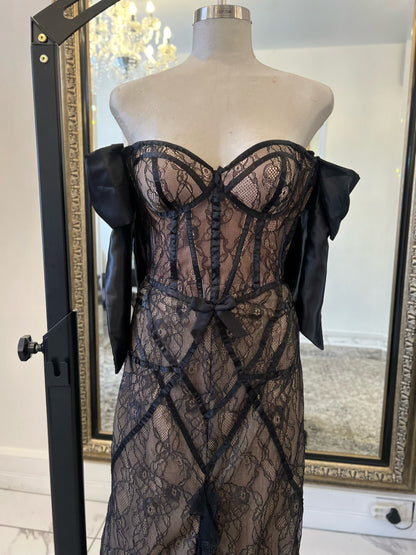 Black Lace Corset Dress