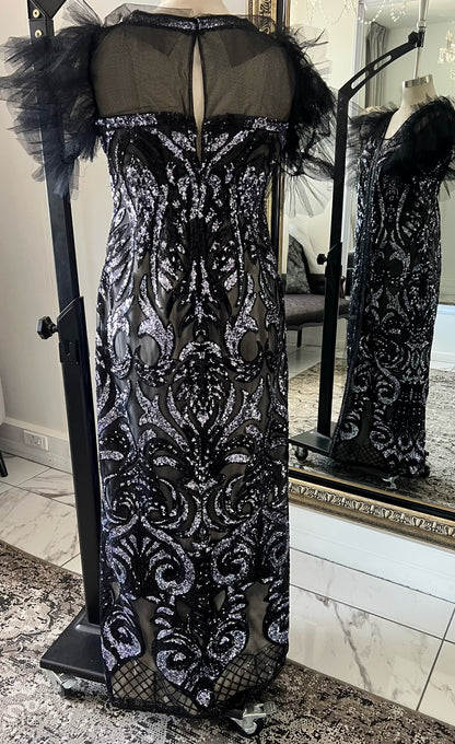 Black with Purple Sequin Dress
