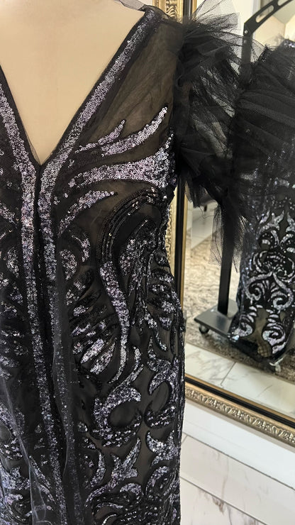 Black with Purple Sequin Dress
