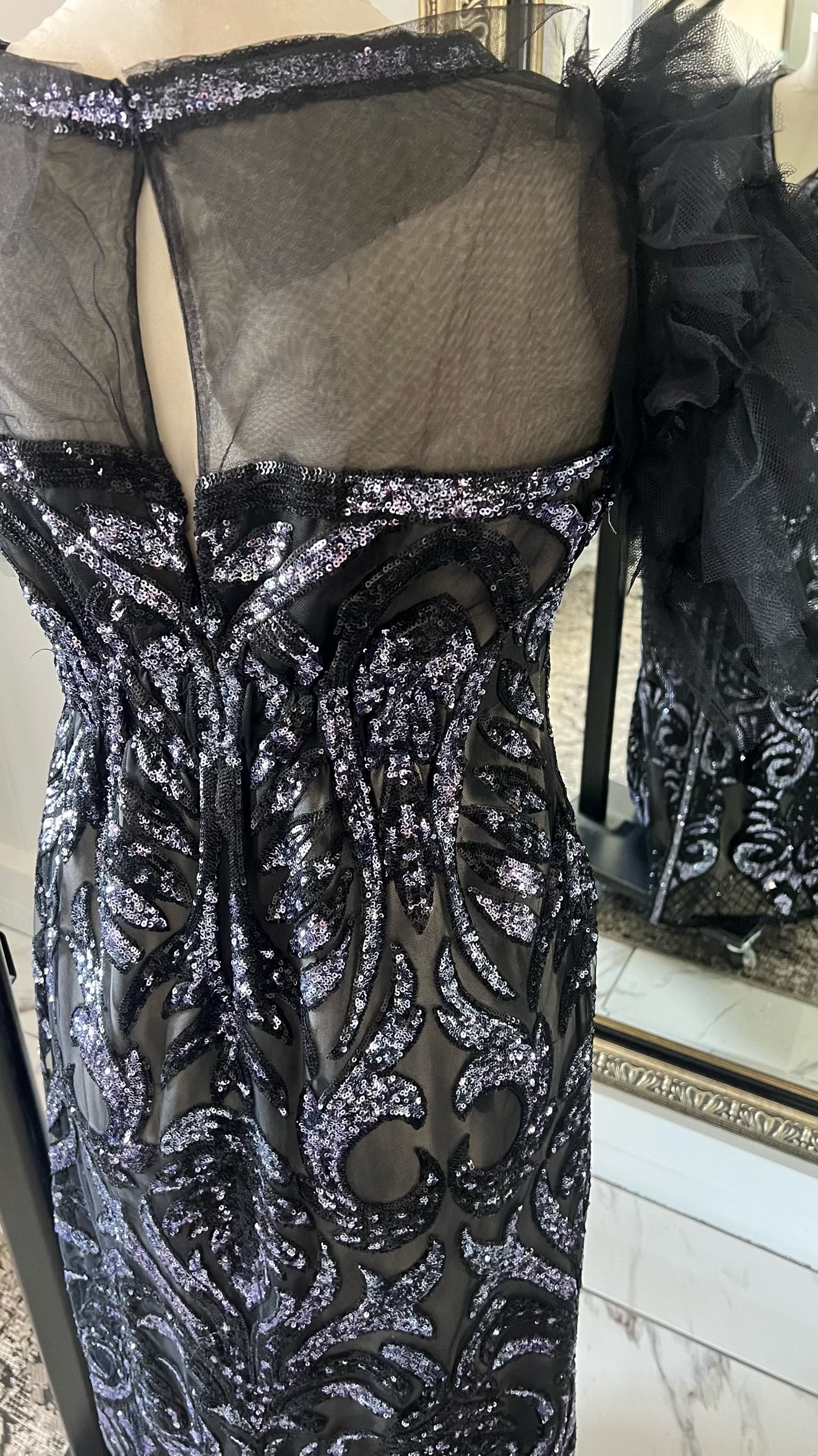 Black with Purple Sequin Dress